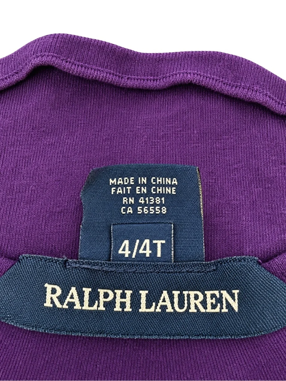 Ralph Lauren Girls Purple Ruffle Dress Size 4/4T Short Sleeve Fit & Flare